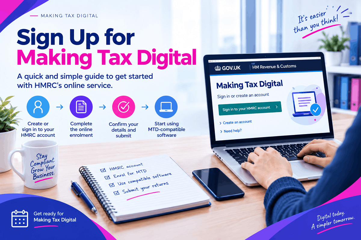Sole trader signing up for Making Tax Digital on HMRC's online service.